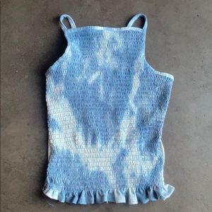 Blue and white tie dye tank top